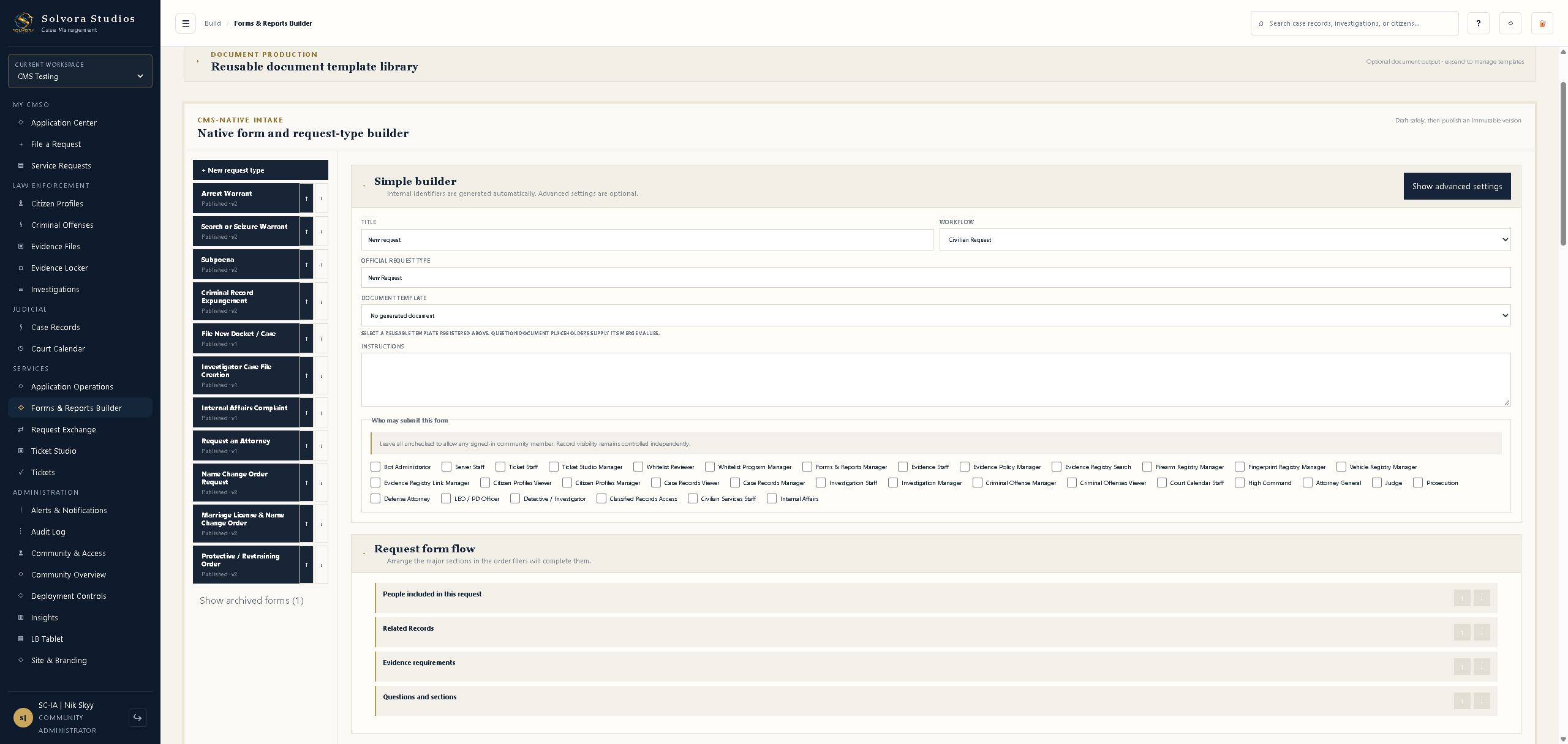 CMS forms and reports builder